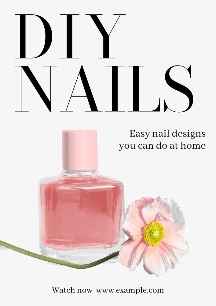 DIY nails  poster template, editable text and design