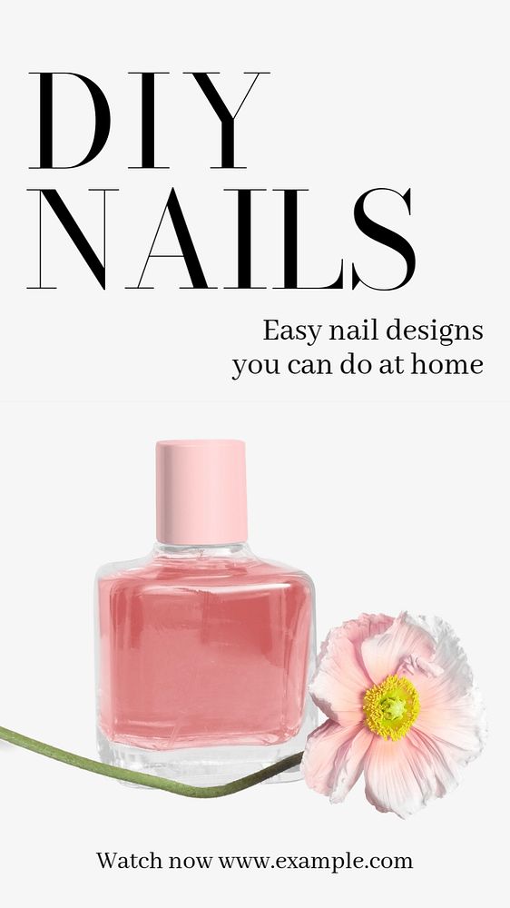 DIY nails  Instagram story template, editable text