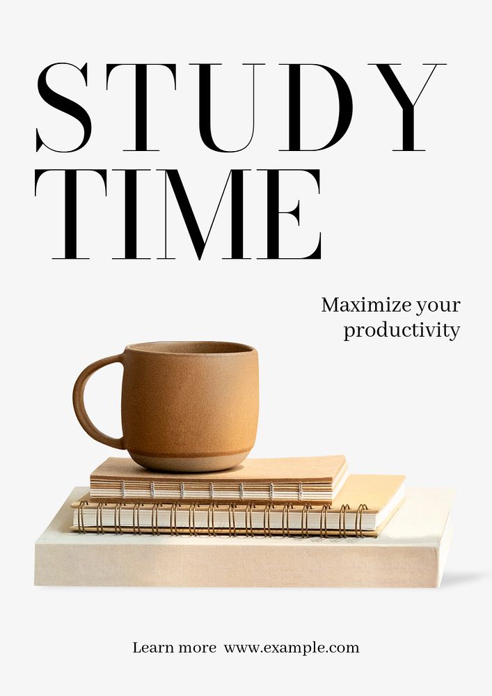 Study time  poster template, editable text and design