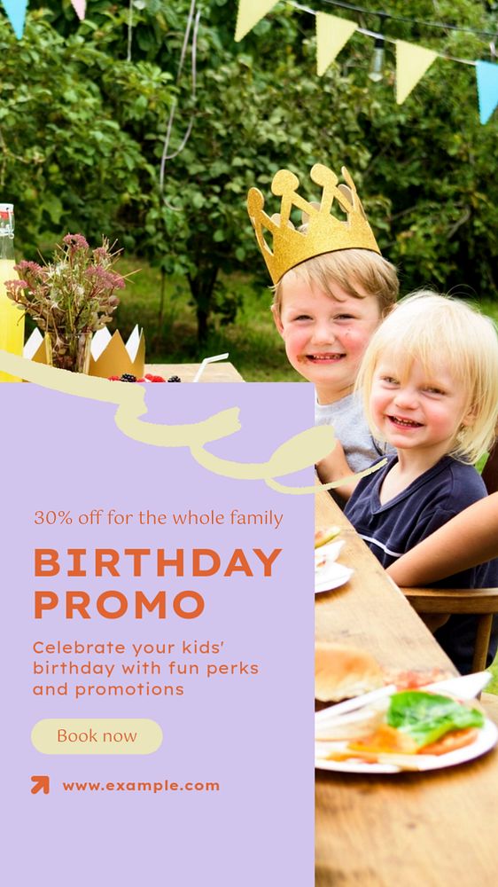 Birthday promo Instagram story template, editable text