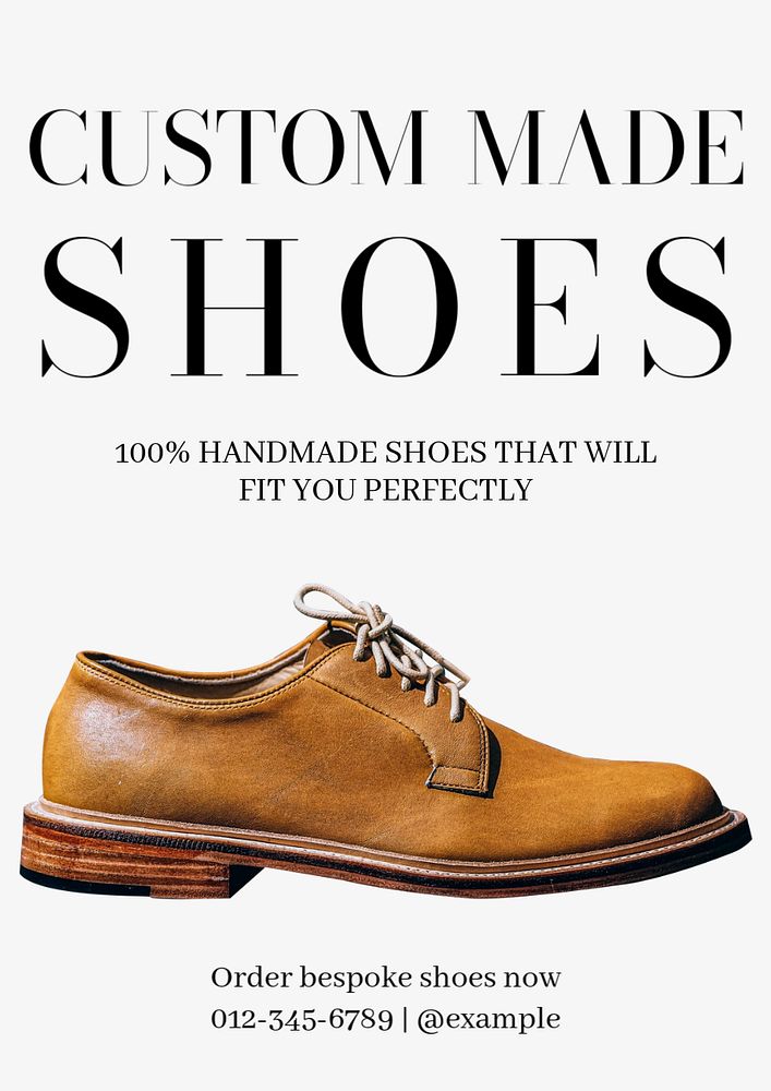 Custom-made shoes poster template, editable text and design