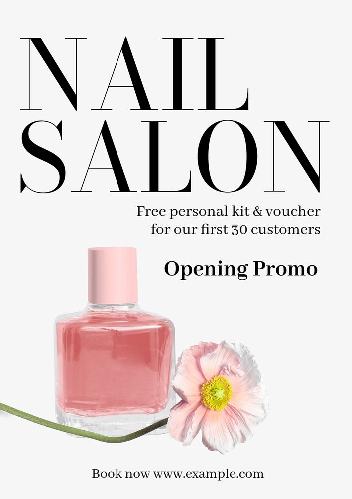 Nail salon  poster template, editable text and design