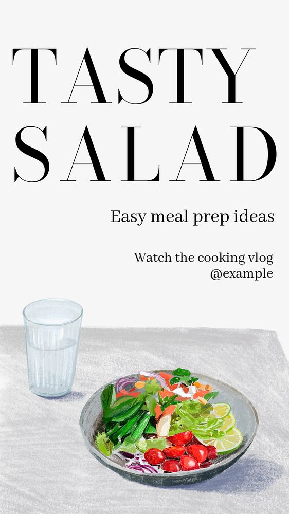 Tasty salad  Instagram story template, editable text