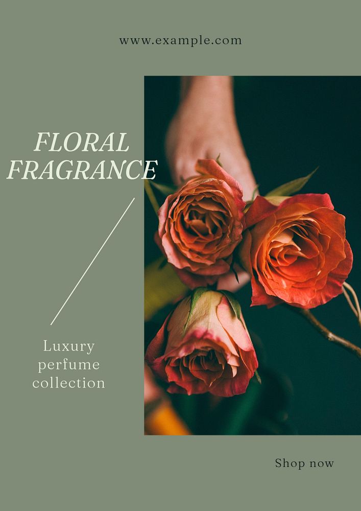 Floral fragrance poster template, editable text and design