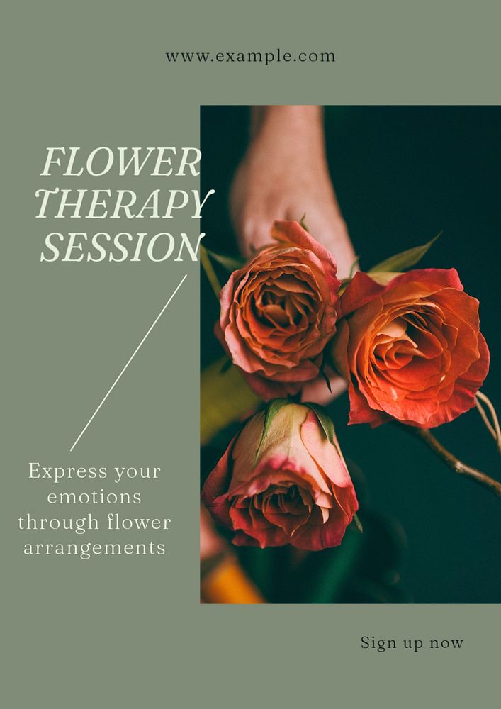 Flower therapy session poster template, editable text and design