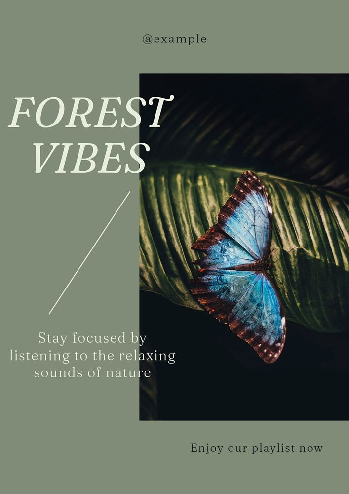 Forest vibes poster template, editable text and design