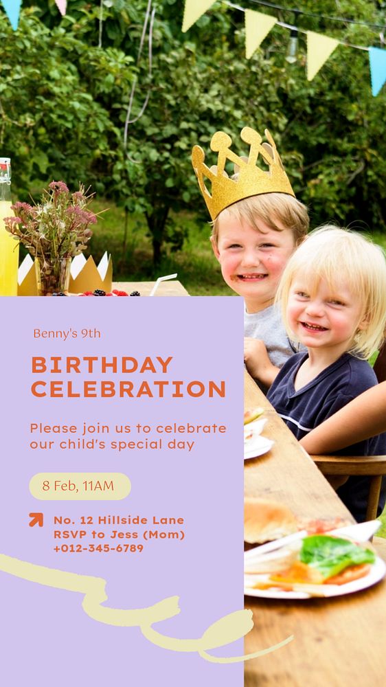 Birthday celebration social story template, editable Instagram design 