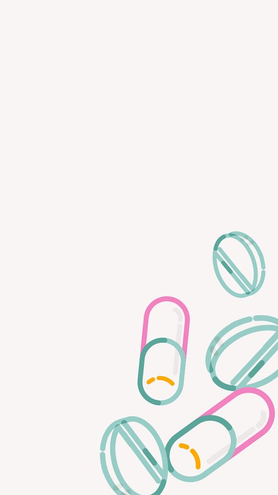 Medical pills doodle, white iPhone wallpaper, editable design