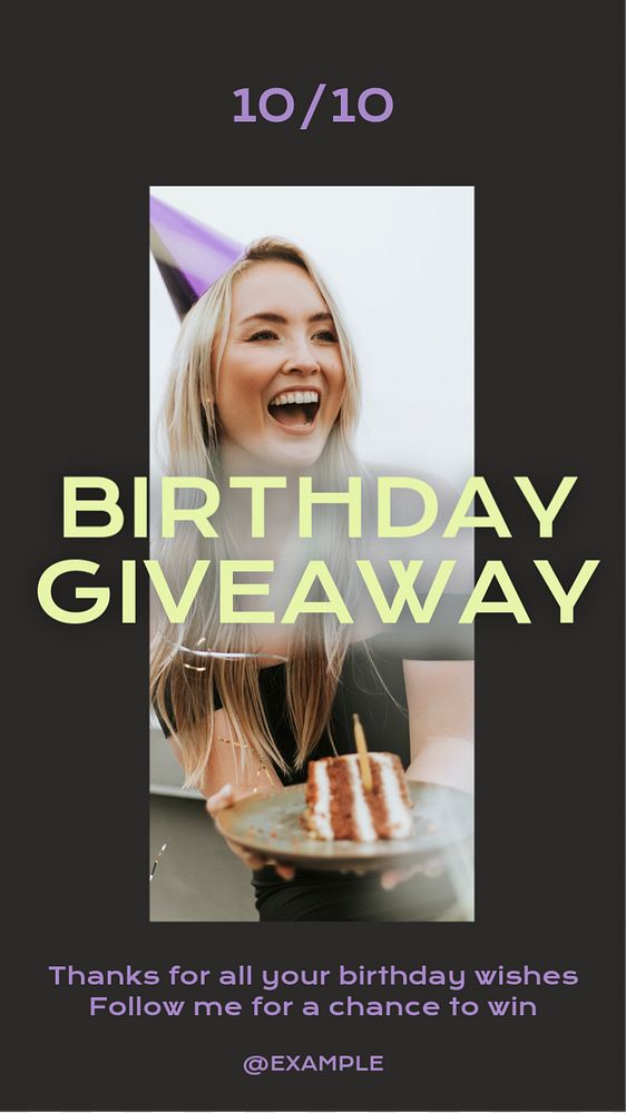 Birthday giveaway Instagram story template, editable text