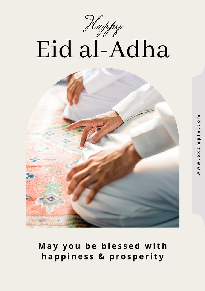 Happy Eid al-Adha poster template, editable text and design