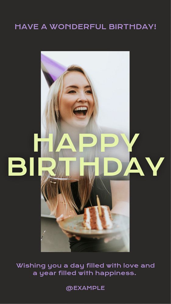 Happy birthday Instagram story template, editable text