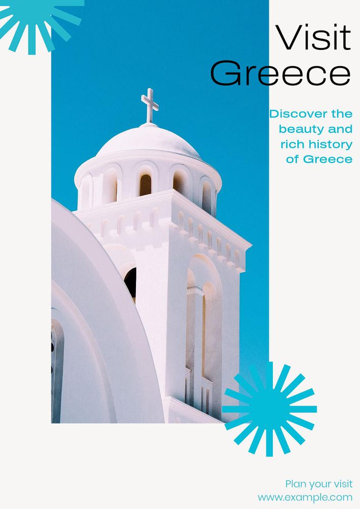 Visit Greece poster template, editable text and design