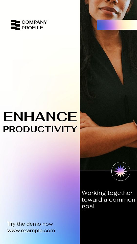 Enhance productivity Facebook story template, editable design