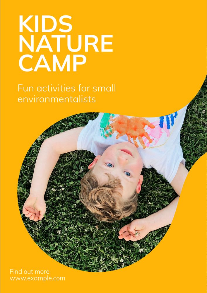 Kids nature camp poster template, editable text and design