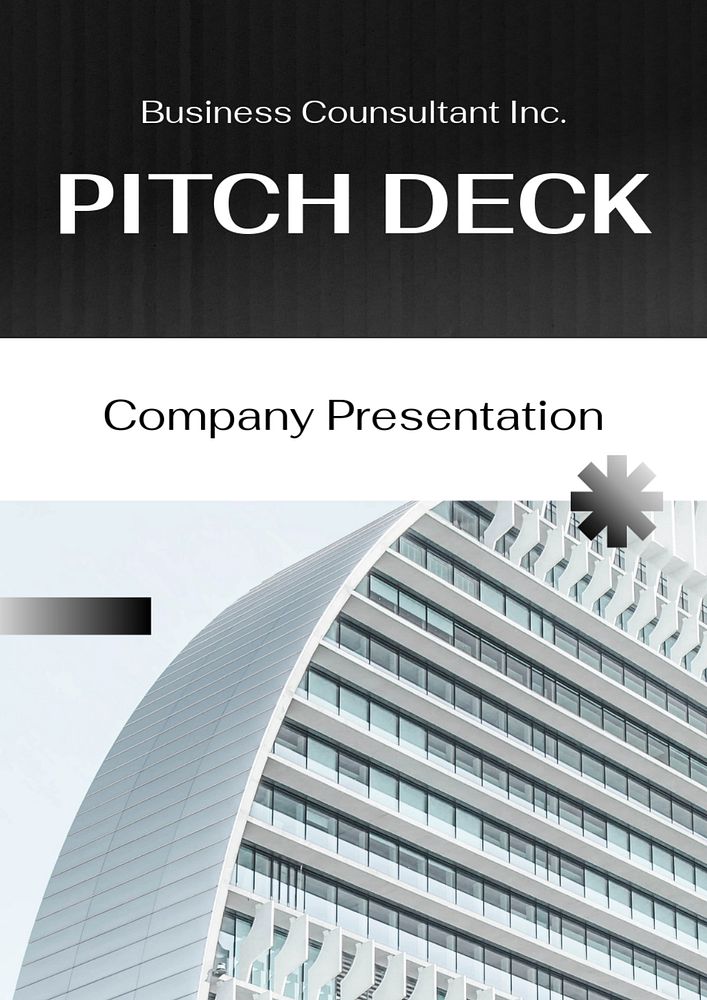 Pitch deck poster template, editable text and design