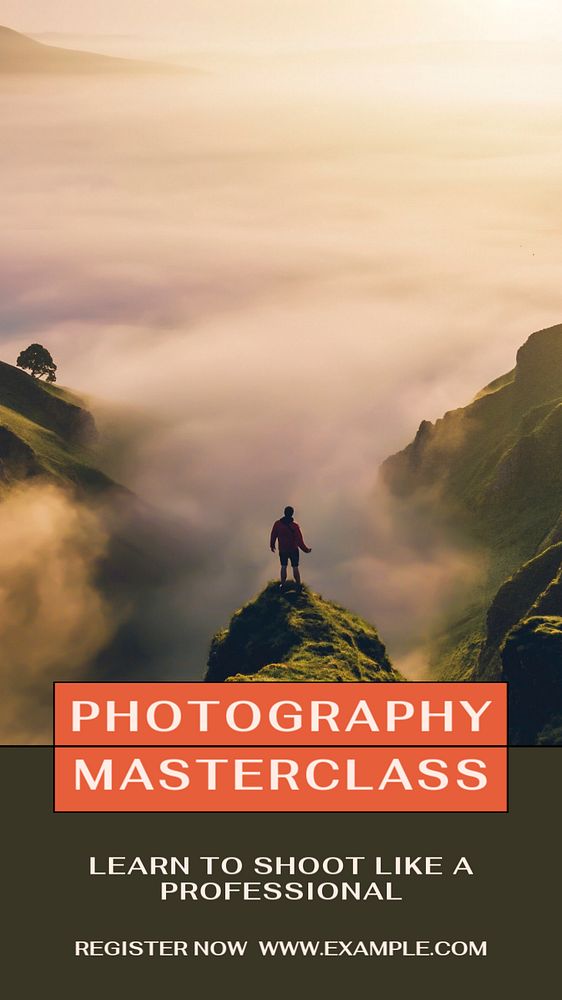 Photography masterclass Facebook story template, editable design