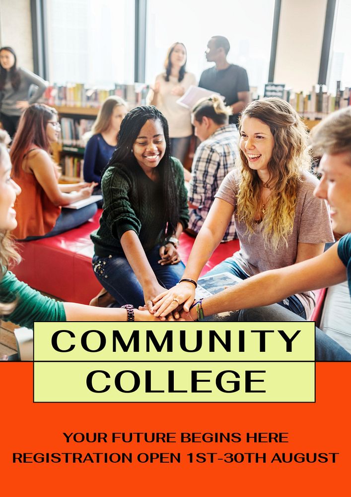 Community college poster template, editable text and design