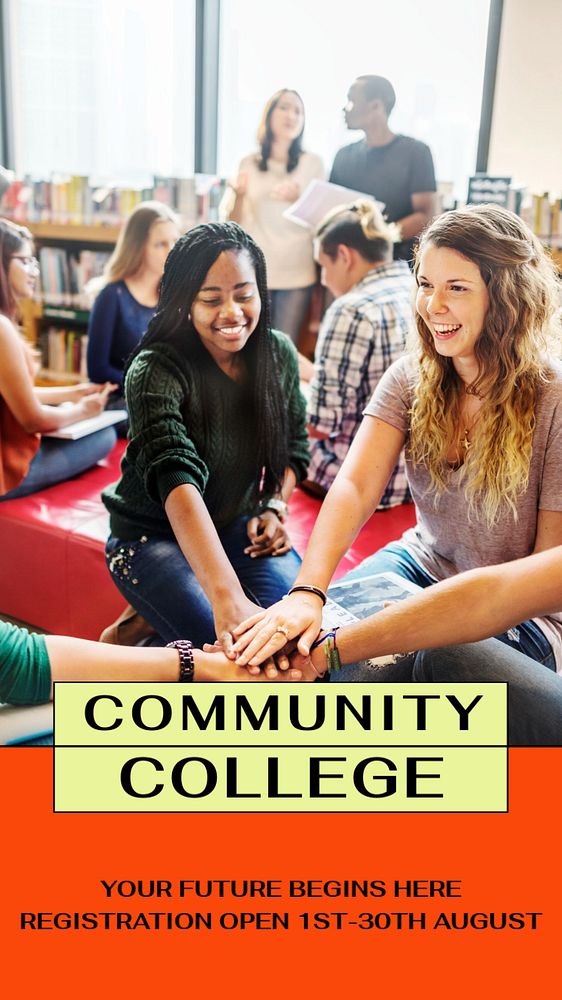 Community college Instagram story template, editable text