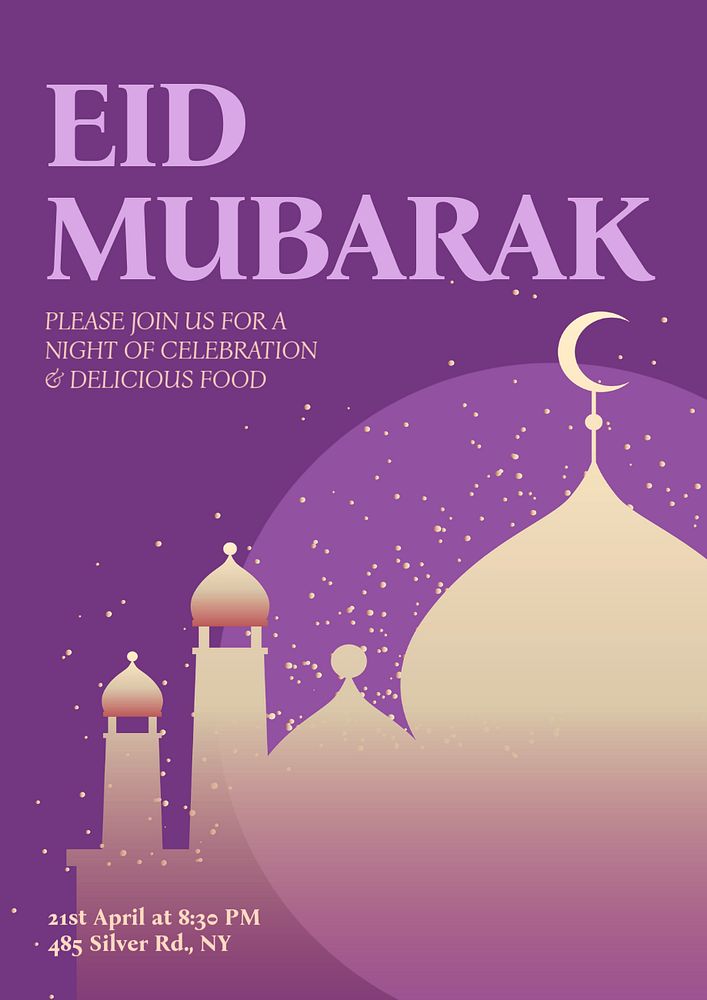 Eid Mubarak  poster template, editable text and design