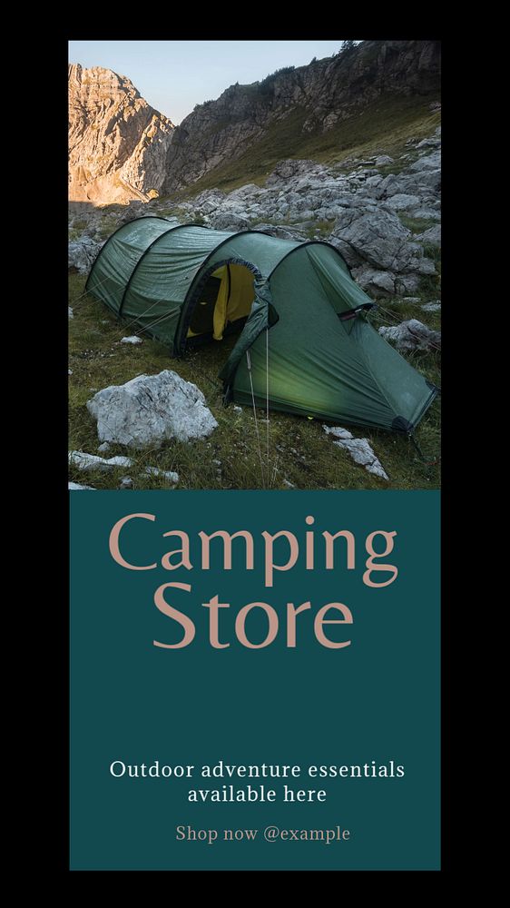 Camping store Instagram story template, editable text