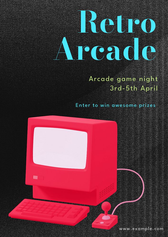 Retro arcade  poster template, editable text and design