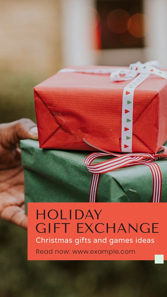 Holiday gift exchange  Facebook story template, editable design