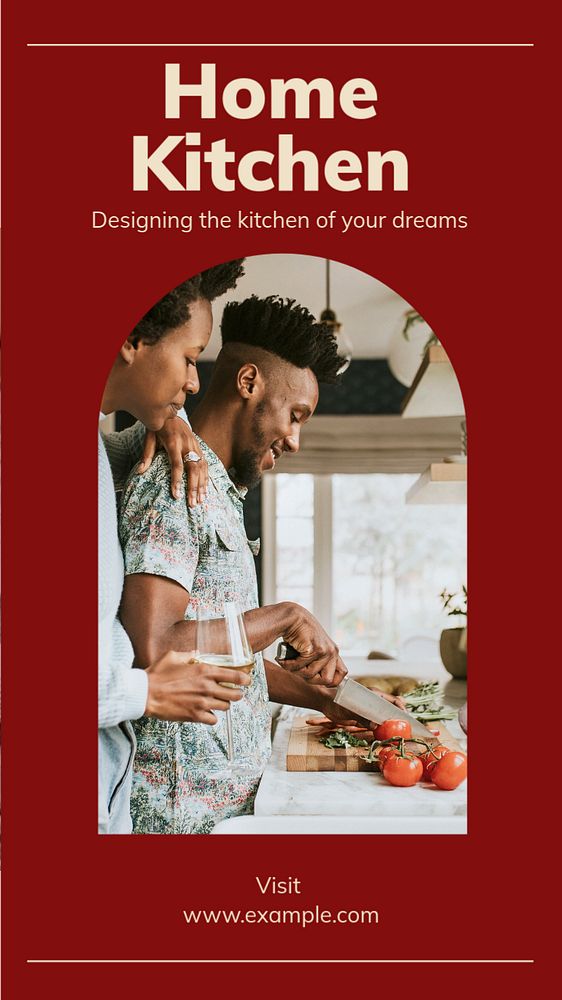 Home kitchen Instagram story template, editable text