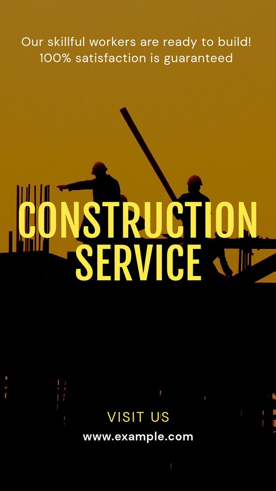 Construction service Instagram story template, editable text