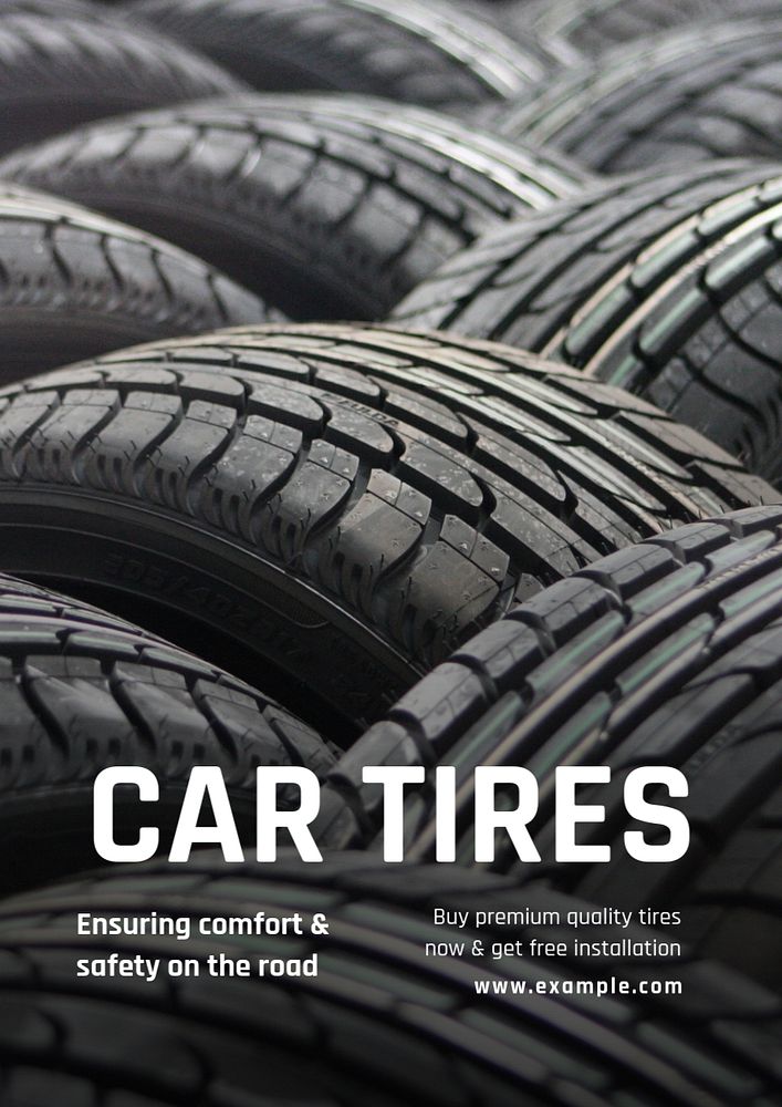 Car tires poster template, editable text and design