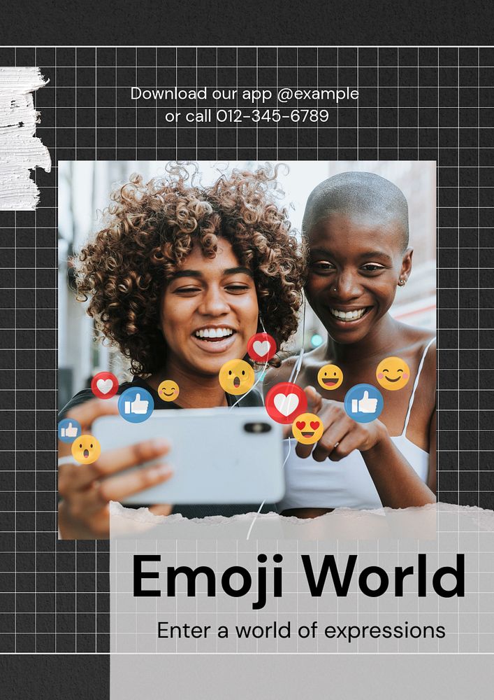 Emoji world poster template, editable text and design