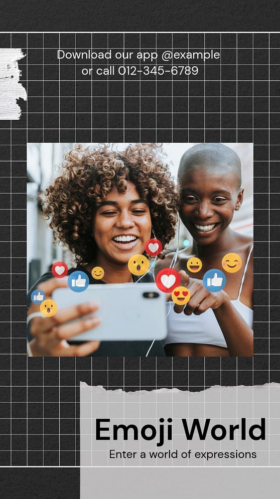 Emoji world social story template, editable Instagram design 