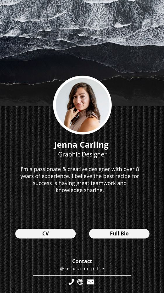 Digital business card  Instagram story template, editable text