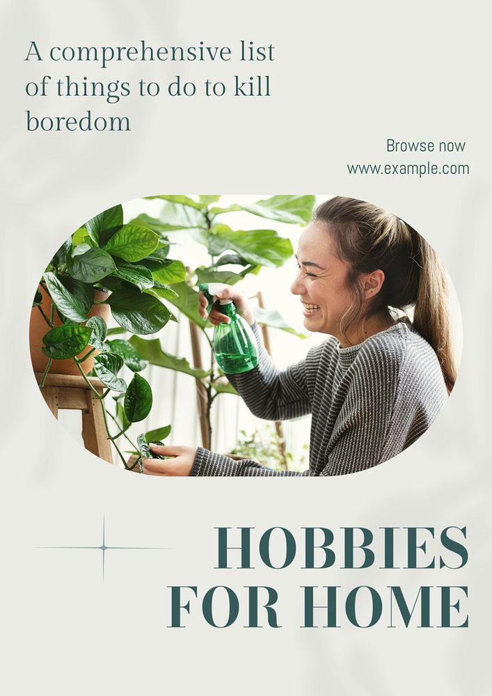 Hobbies for home poster template, editable text and design