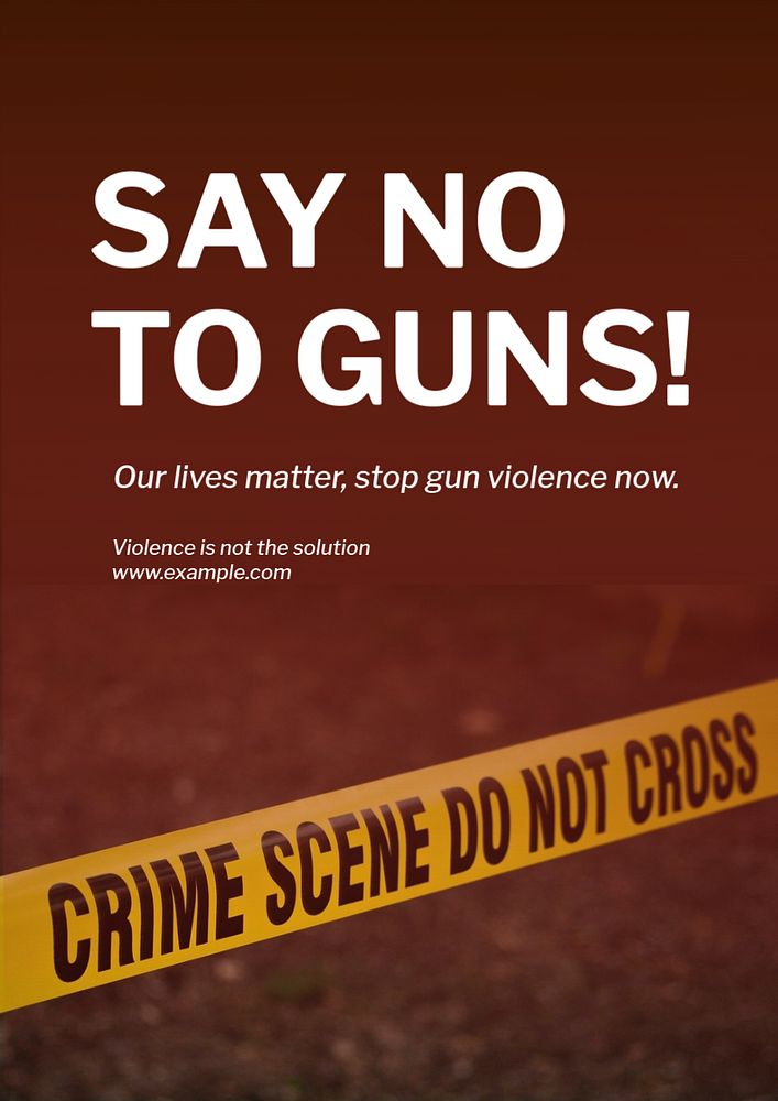 No to guns poster template, editable text and design