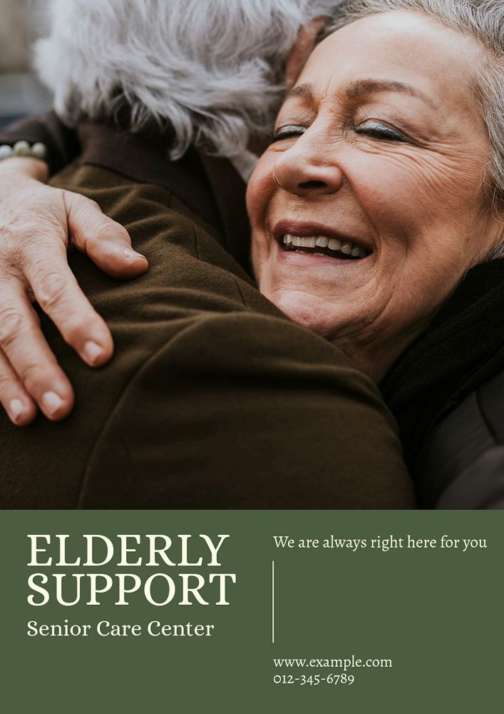 Senior support  poster template, editable text and design