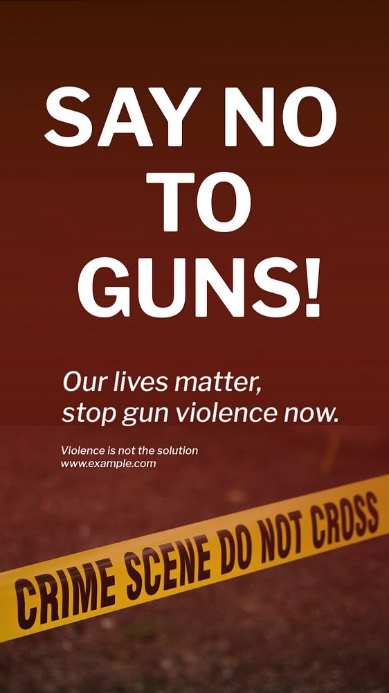 No to guns Instagram story template, editable text