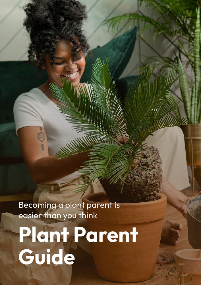 Plant parent guide poster template, editable text and design