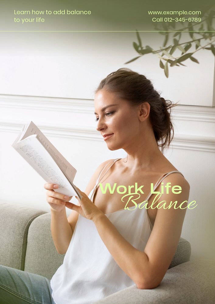 Work life balance poster template, editable text and design