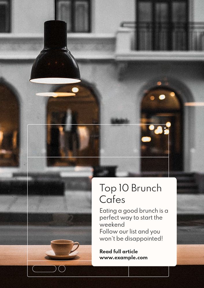 Brunch cafes poster template, editable text and design