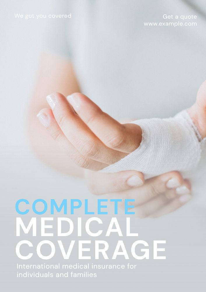 Medical insurance poster template, editable text and design