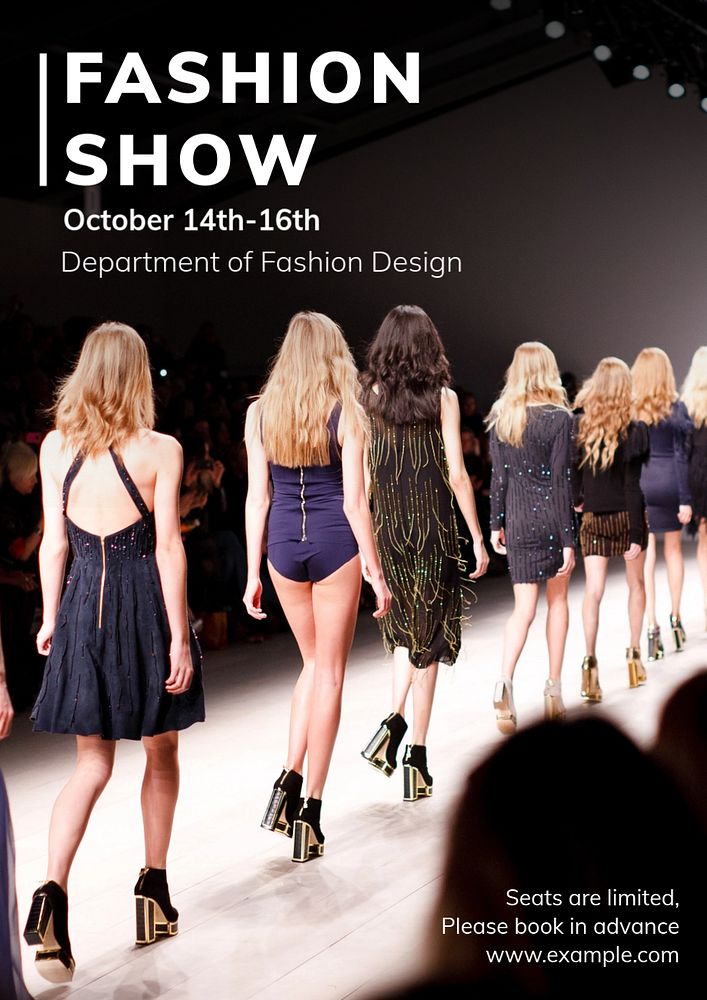 Fashion show poster template, editable text and design