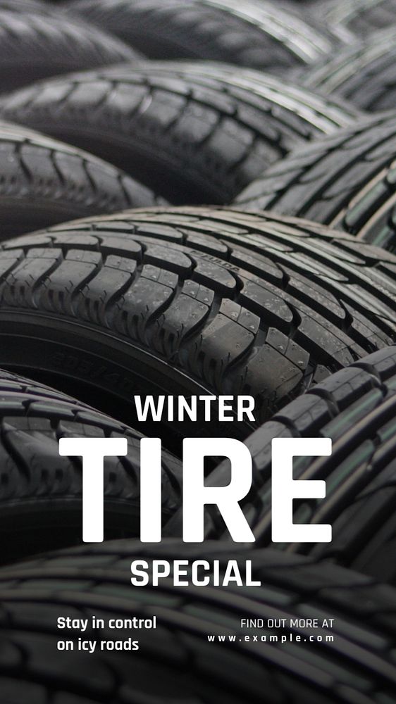 Winter tire driving Instagram story template, editable text