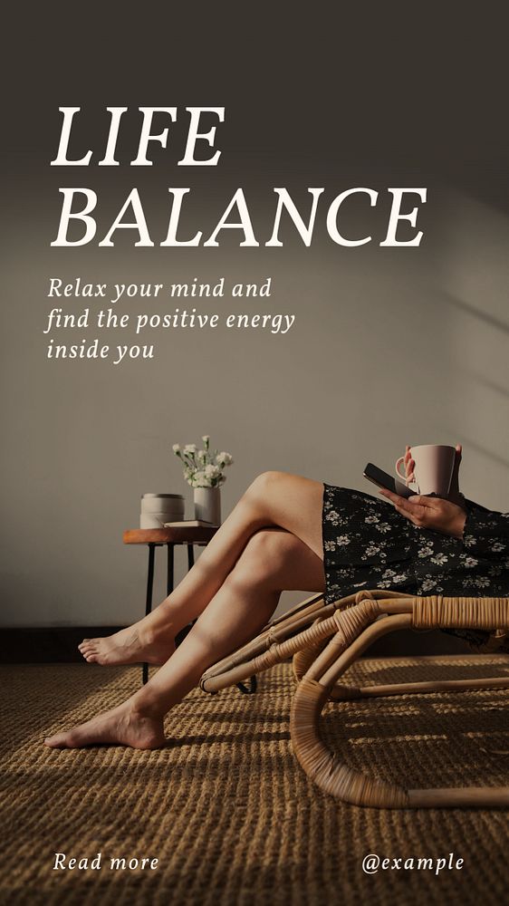 Life balance Instagram story template, editable text