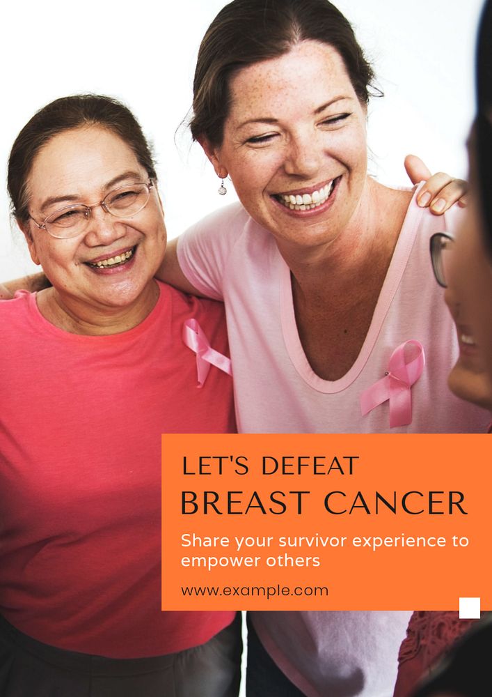 Breast cancer poster template, editable text and design