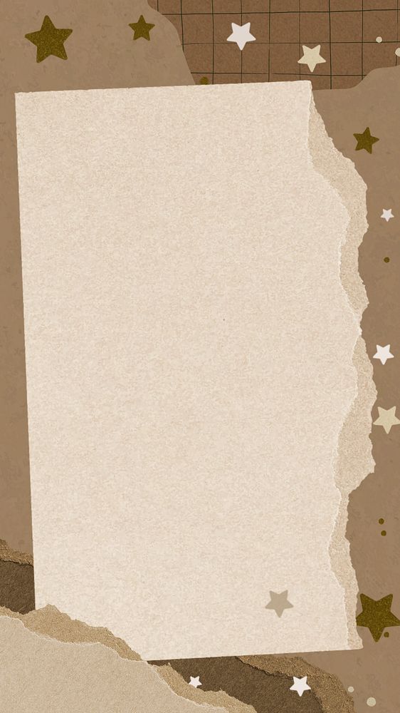 Torn brown paper iPhone wallpaper star border frame notepaper editable design