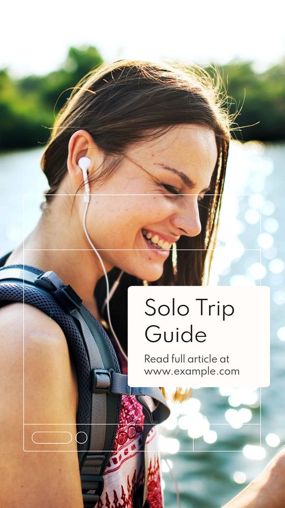 Solo trip guide Facebook story template, editable design