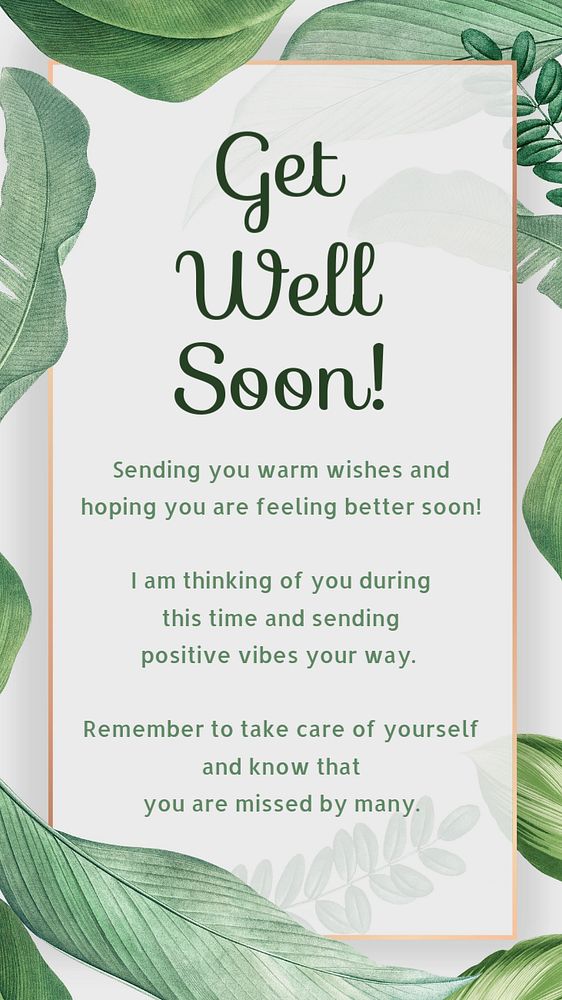 Get well soon Instagram story template, editable text