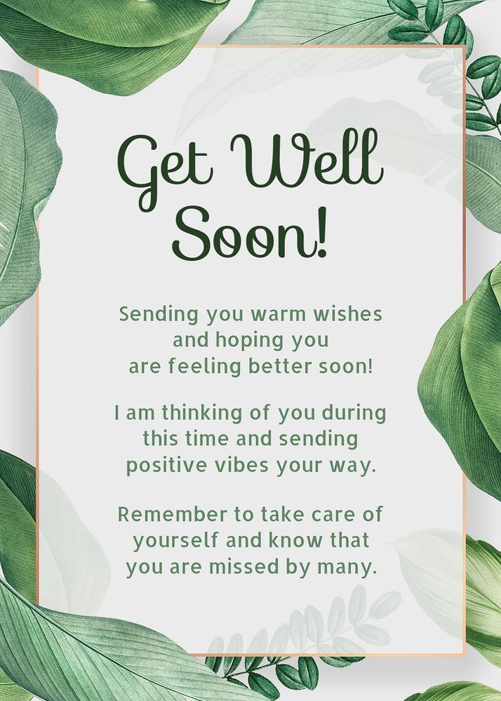 Get well soon template, editable design