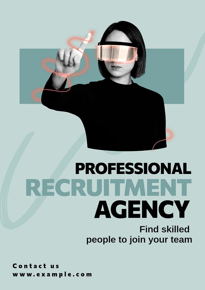 Recruitment platform  poster template, editable text and design