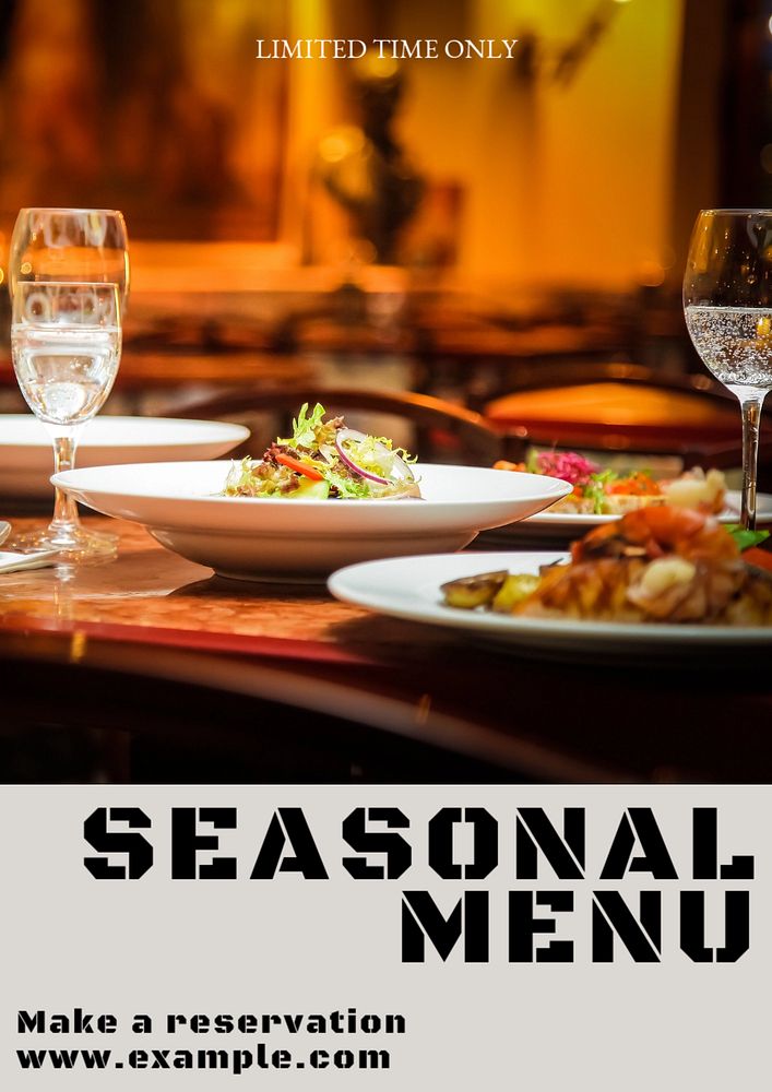 Seasonal menu poster template, editable text and design